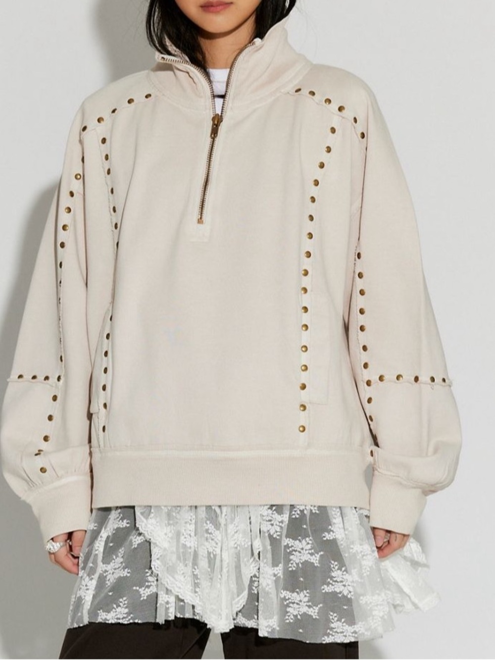 😍NWT! FREE-PEOPLE/WETHEFREE! Star-Studded Pullover in Tofu/Ivory! SZ/M!